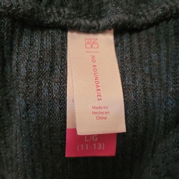 No Boundaries Teal Ribbed Asymmetrical Zip Oversized Collar Sweater Dress Sz L - Picture 11 of 15